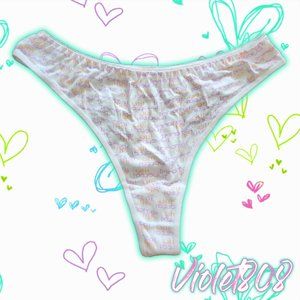 [L] White Purple Orange Cotton Thong